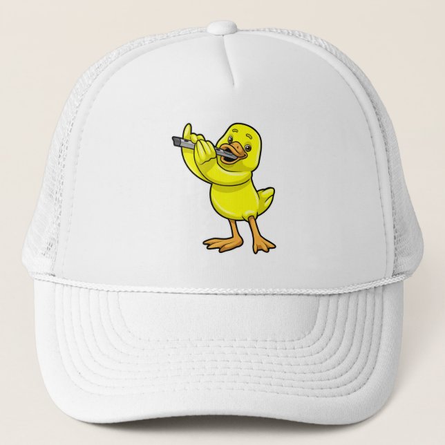 Gorra De Camionero Pato en la música con flauta (Anverso)