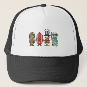 Gorra De Camionero Pato Patriótico y Camiseta de Vector Vintage de Ho