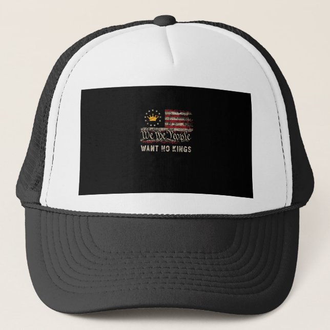 Gorra De Camionero Patriotic Politics Protest No Kings In America (Anverso)