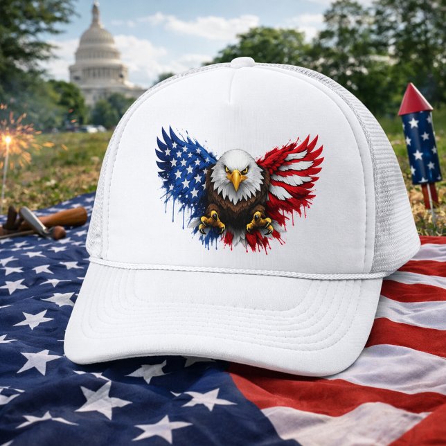 Gorra De Camionero Patriotic Red White and Blue Bald Eagle (Subido por el creador)