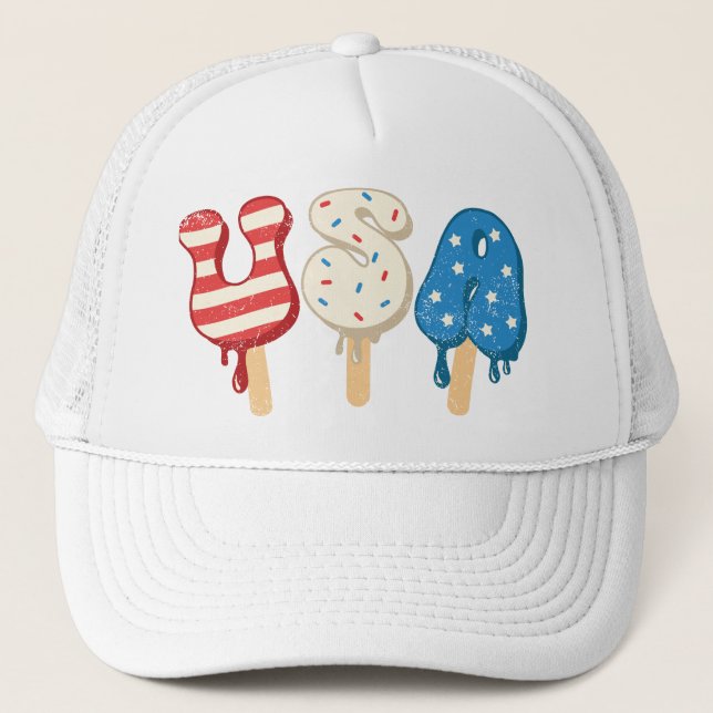 Gorra De Camionero Patriotic USA Love Popsicle (Anverso)