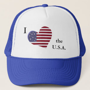 Gorra De Camionero Patriótico "corazón" de los EE.UU. con bandera d