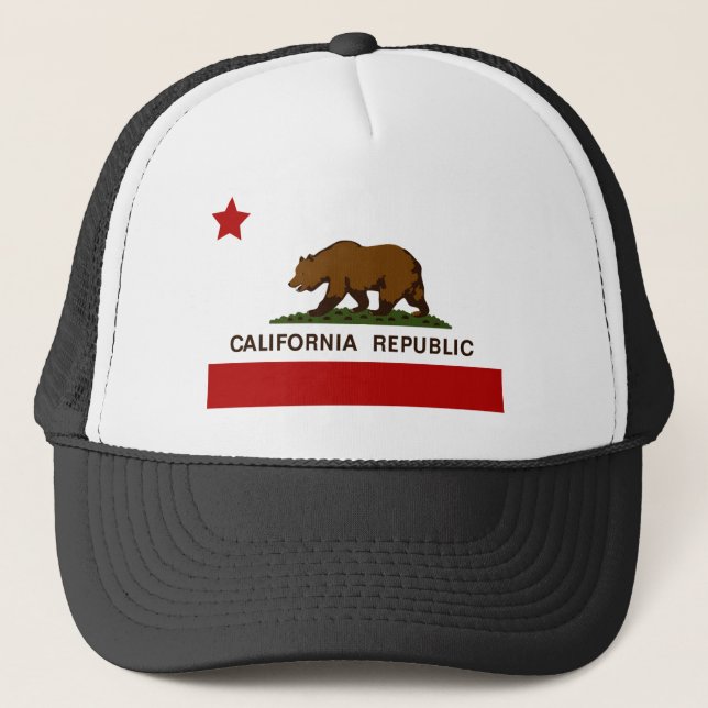 Gorra De Camionero Patriótico de Bandera de California (Anverso)
