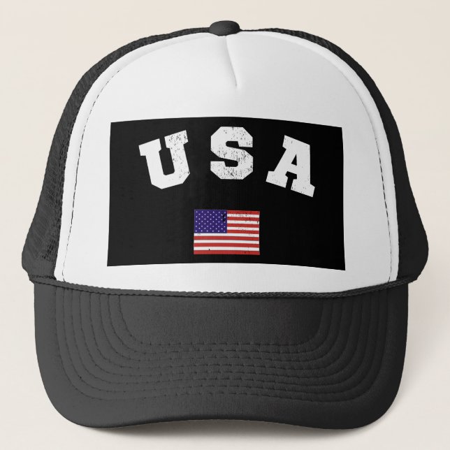 Gorra De Camionero Patriótico de Bandera de Estados Unidos (Anverso)