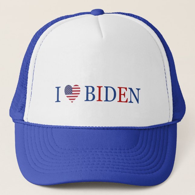 Gorra De Camionero Patriótico I Heart Love Joe Biden Flag (Anverso)