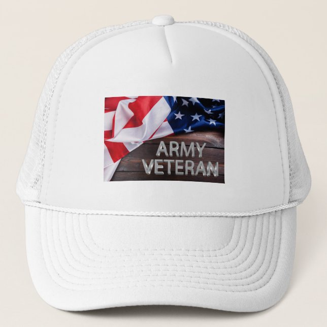 Gorra De Camionero Patriótico "Veterano del Ejército" (Anverso)