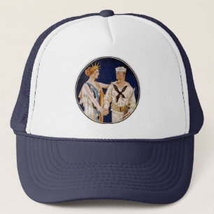 Gorra De Camionero Patriotismo Vintage, Lady Liberty con marinero de