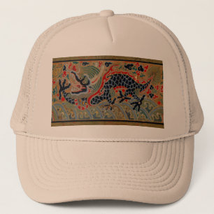 Gorra De Camionero Patrón de bordado en seda de dragón chino antiguo