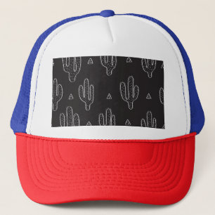 Gorra De Camionero Patrón de cactus negro dibujado a mano