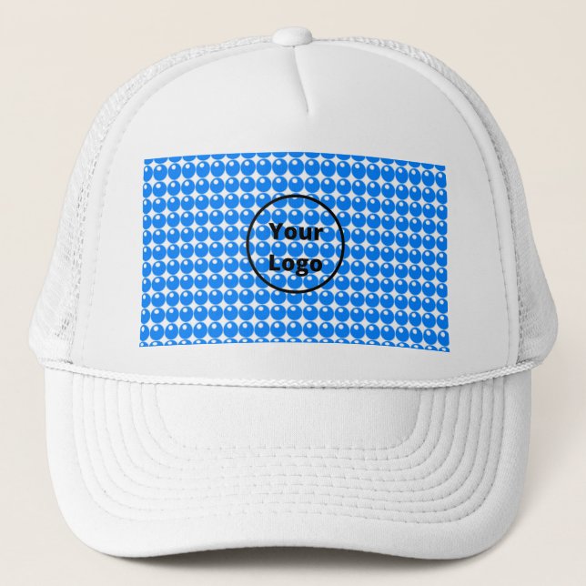 Gorra De Camionero Patrón de círculos de esfera azul en blanco (Anverso)