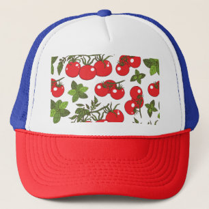 Gorra De Camionero Patrón de cocina sin soldadura de Tomato Basil