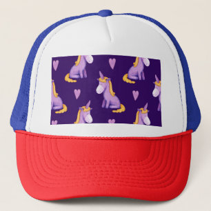 Gorra De Camionero Patrón de color de agua de los corazones de Violet