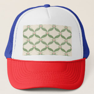 Gorra De Camionero Patrón de cuadrícula de flores de hojas simples