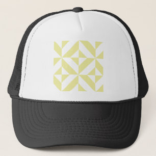 Gorra De Camionero Patrón de cubo de deco geométrico amarillo pálido