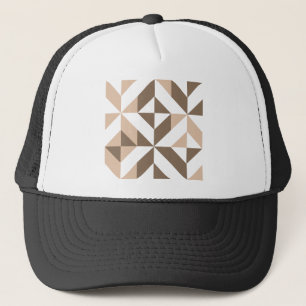Gorra De Camionero Patrón de cubo geométrico beige marrón