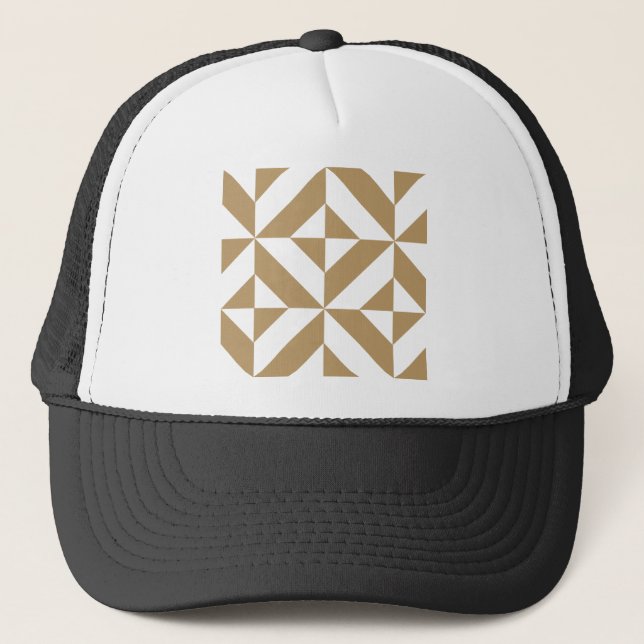 Gorra De Camionero Patrón de cubo geométrico de decúbito marrón cálid (Anverso)