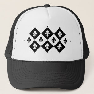 Gorra De Camionero Patrón de Diamond Fleur De Lis