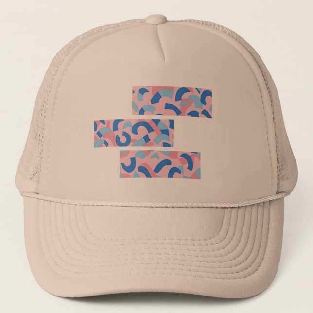 Gorra De Camionero Patrón de dibujo dividido rosa y azul (Anverso)