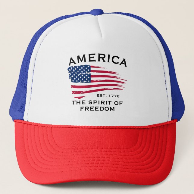Gorra De Camionero Patrón de estrellas de franjas azules rojas de ban (Anverso)