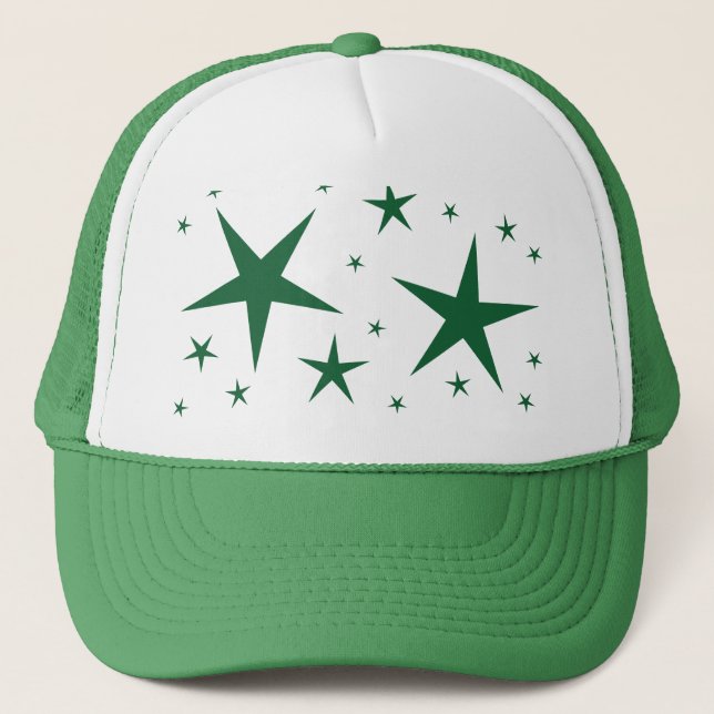 Gorra De Camionero Patrón de estrellas verdes (Anverso)