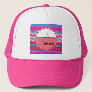 Gorra De Camionero Patrón de fiesta de oficina de paz Chevrons Monogr