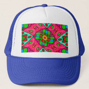 Gorra De Camionero Patrón de flores abstractas únicas