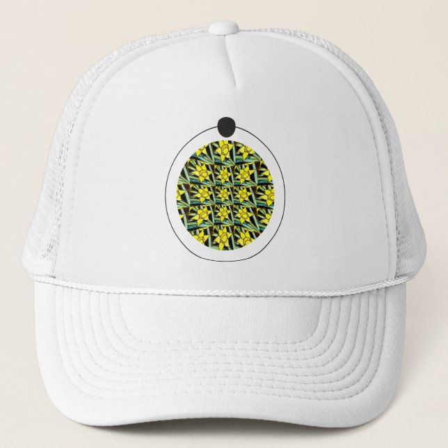 Gorra De Camionero Patrón de flores amarillas y valiosas (Anverso)