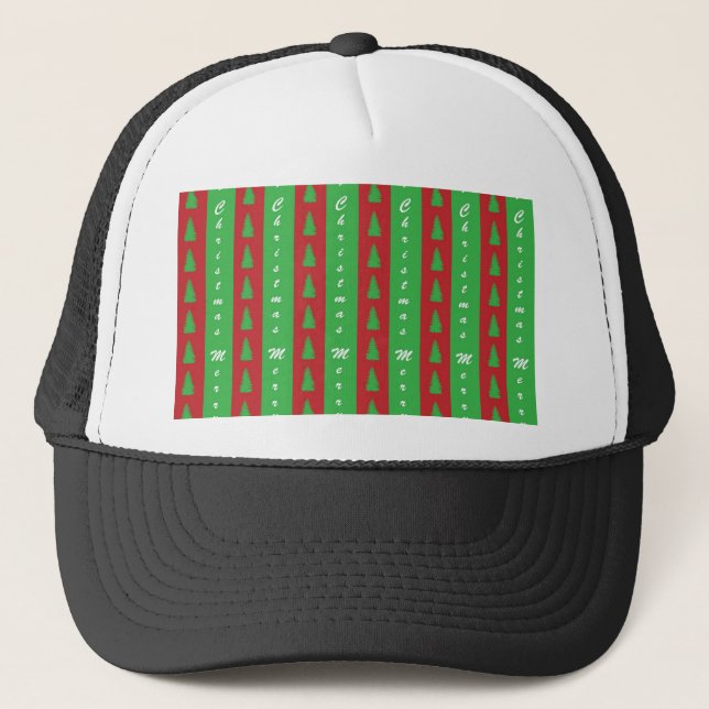Gorra De Camionero Patrón de fondo del árbol de Navidad (Anverso)