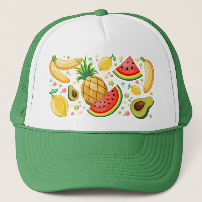 Gorra De Camionero Patrón de frutas de verano fresco (Anverso)