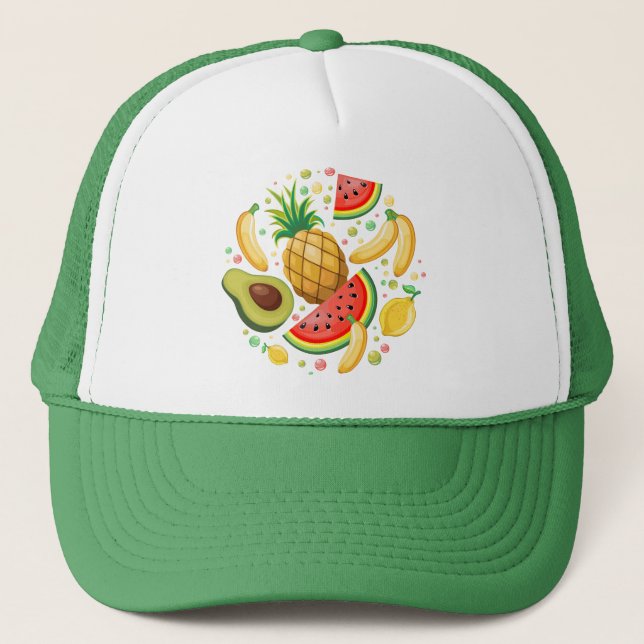 Gorra De Camionero Patrón de frutas de verano fresco (Anverso)