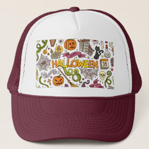 Gorra De Camionero Patrón de garabatos de Halloween adorable