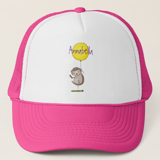 Gorra De Camionero Patrón de hedgehog y personalizado de globos (Anverso)