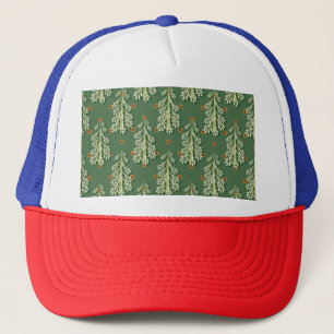 Gorra De Camionero Patrón de Ilustracion de árboles de Navidad vintag