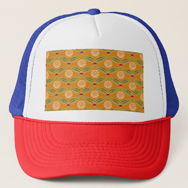 Gorra De Camionero Patrón de Ilustracion tradicional indio. (Anverso)