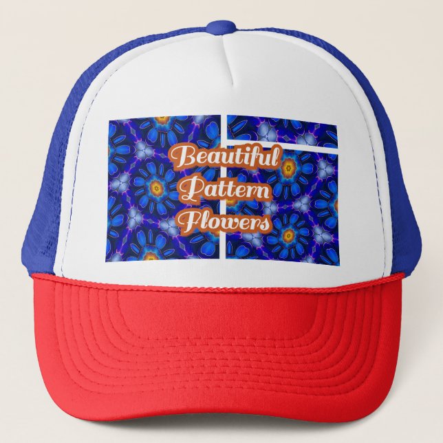 Gorra De Camionero Patrón de las flores azules abstractas (Anverso)