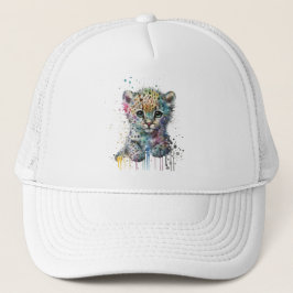 Gorra De Camionero Patrón de leopardo acuarela marfil minimalista