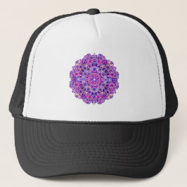 Gorra De Camionero Patrón de Mandala rosa y púrpura