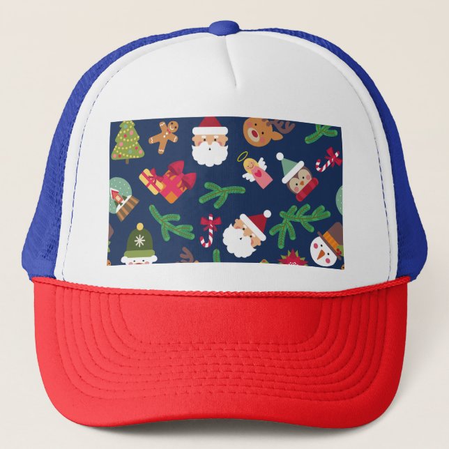 Gorra De Camionero Patrón de Navidades festivos, diseño de vacaciones (Anverso)