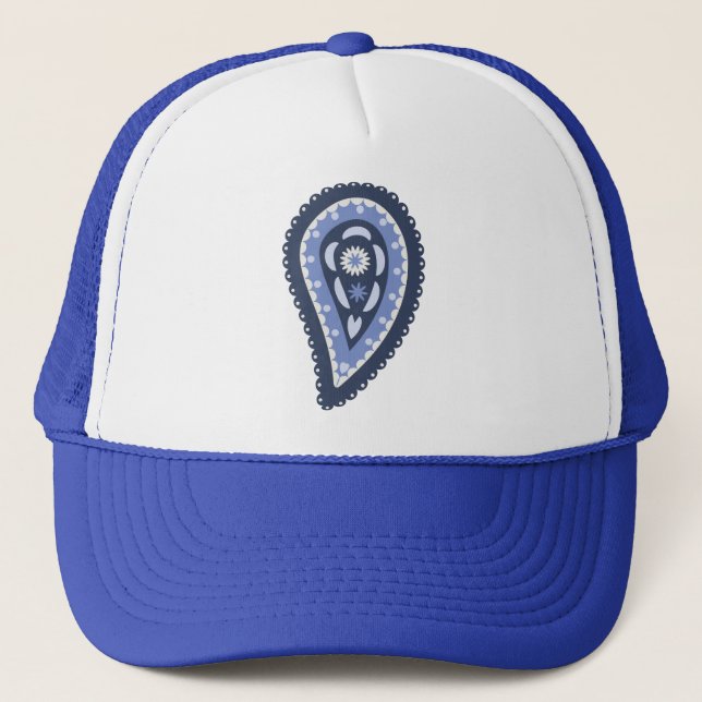 Gorra De Camionero Patrón de Paisley Azul (Anverso)