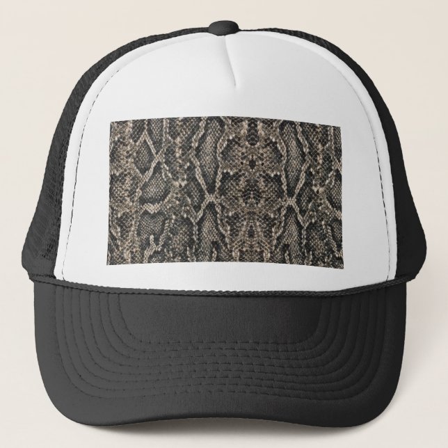 Gorra De Camionero patrón de piel de serpiente marrón | (Anverso)