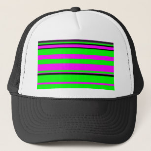 Gorra De Camionero Patrón de rayas color negro verde rosado caliente