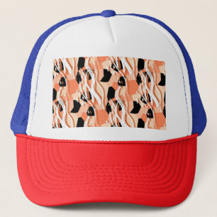 Gorra De Camionero Patrón de resumen de color blanco negro.