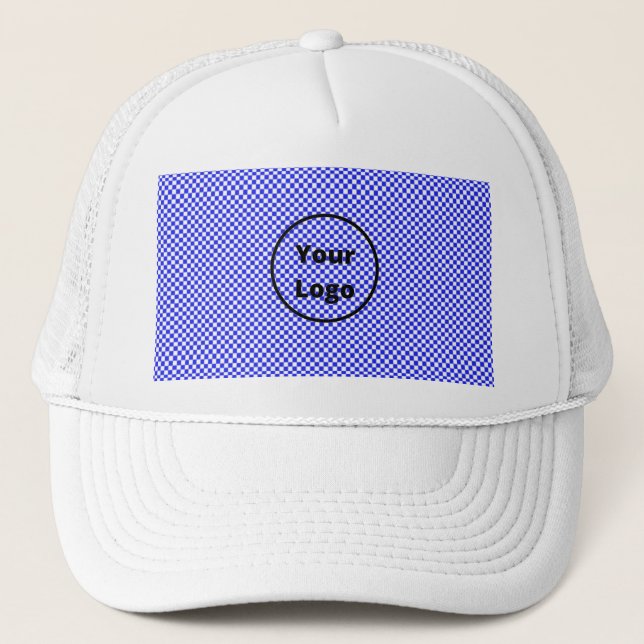 Gorra De Camionero Patrón de tablero de damero azul y blanco (Anverso)
