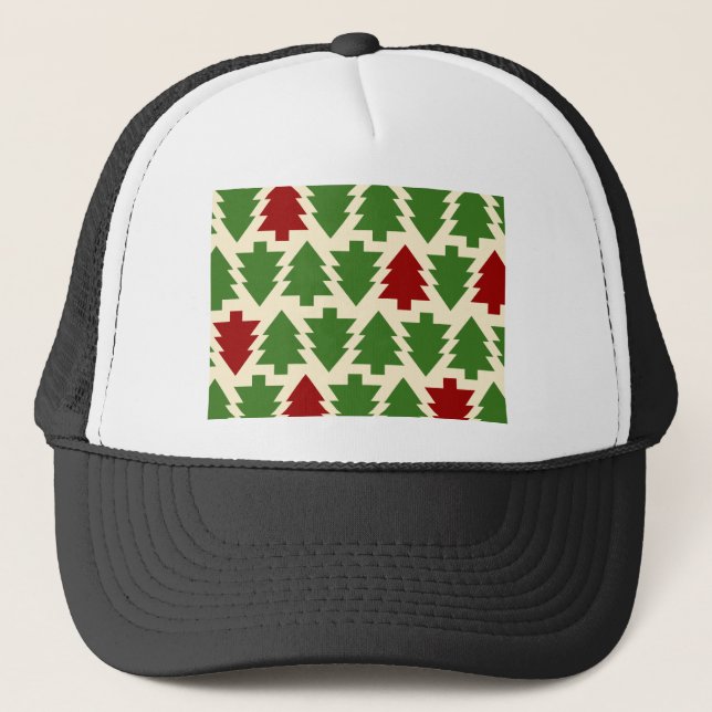 Gorra De Camionero Patrón de vacaciones de árboles de Navidad (Anverso)
