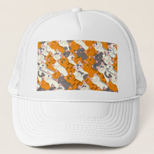 Gorra De Camionero Patrón diagonal del gato negro jengibre