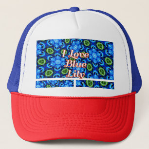 Gorra De Camionero Patrón floral azul abstracto