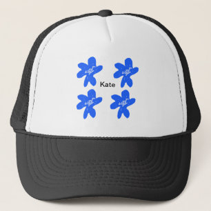 Gorra De Camionero Patrón floral azul acuarela añadir texto de nombre