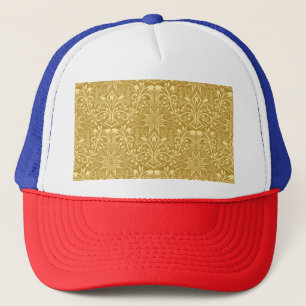 Gorra De Camionero Patrón floral barroco de Damasco dorado