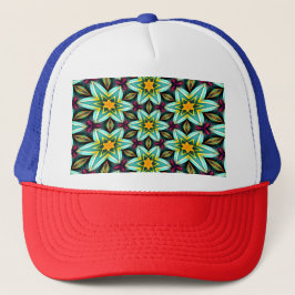 Gorra De Camionero Patrón floral de estrellas verdes