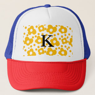 Gorra De Camionero Patrón floral de margarita blanca amarilla añadir